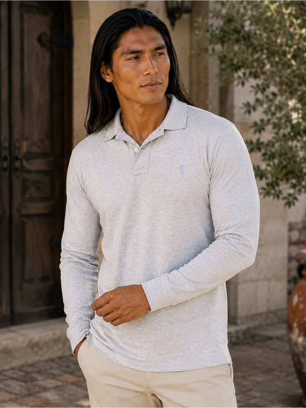 Polo Ralph Lauren Men’s Medium cream Long-Sleeve Polo Shirt